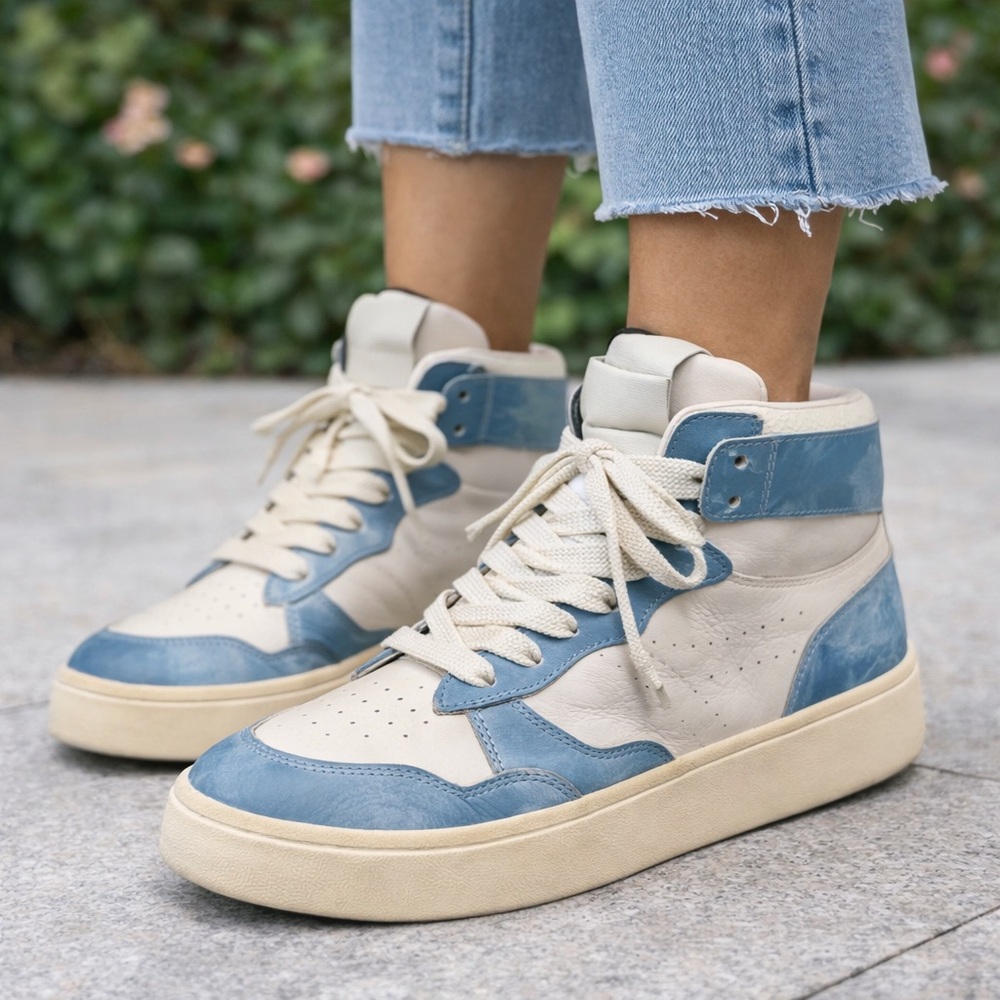 Steven Madden StreetWear White and Blue High-Top Sneakers
